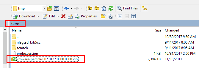 Use-SCP-utility-to-copy-over-the-PERCCLI-vib-file