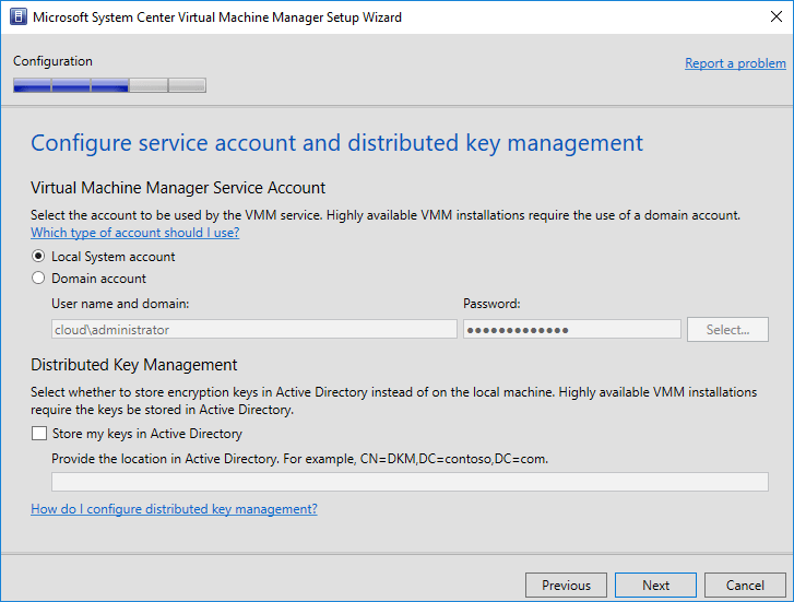 Configure-service-account-and-distributed-key-management-