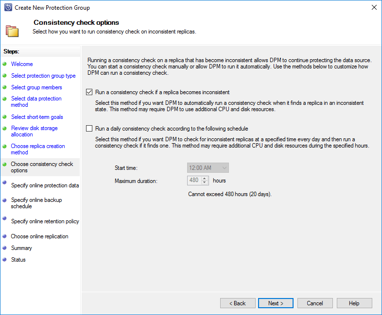 Configure-consistency-check-options