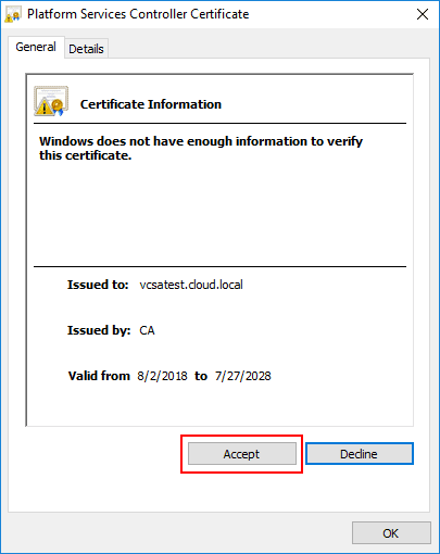 Certificate-trust-prompt-connecting-to-platform-services-controller