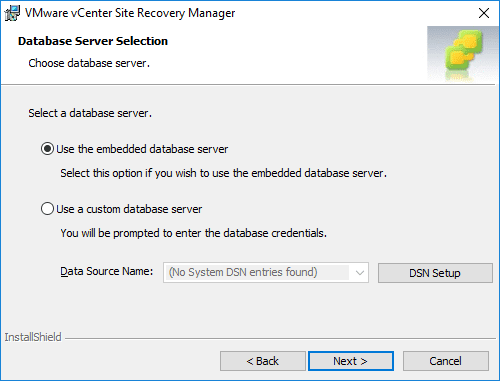 Choosing-the-database-configuration-during-SRM-installation