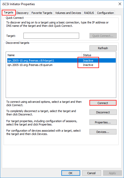 Connecting-the-iSCSI-discovered-targets