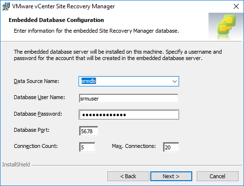 Embedded-database-configuration-during-Site-Recovery-Manager-installation