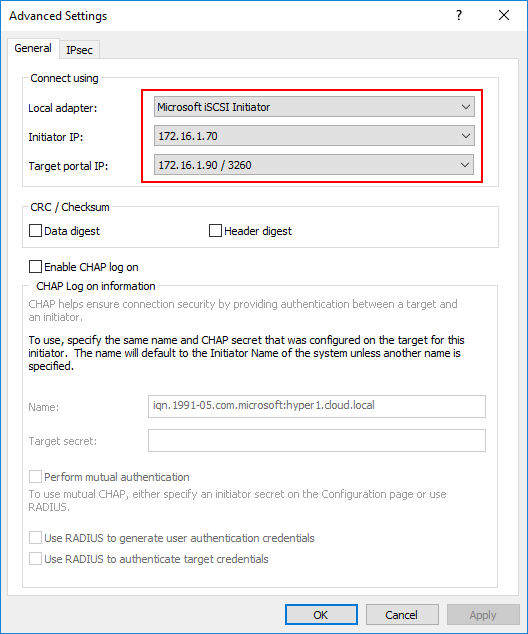 Setting-the-Initiator-Initiator-IP-and-Target-Portal-IP-for-first-MPIO-connection-in-Hyper-V-iSCSI-for-second-connection