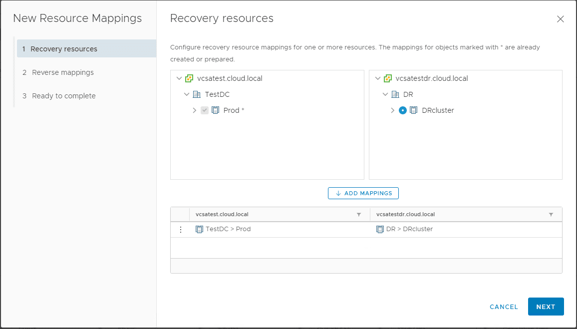 Creating-Resource-Mappings-between-protected-and-recovery-networks
