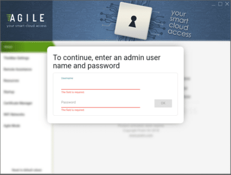 Entering-the-admin-credentials-for-the-Agile-Configurator