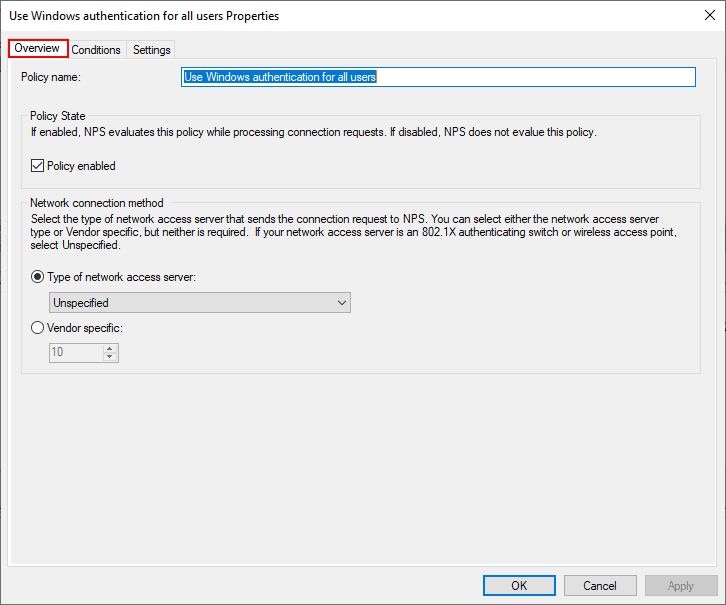 Default-NPS-connection-policy-overview