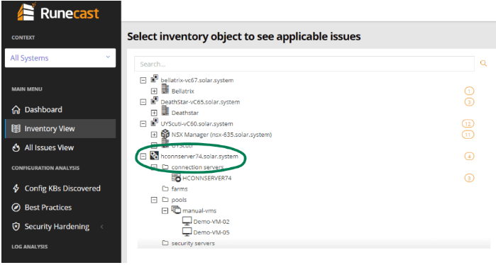 Expanding-Horizon-Connection-server-in-Runecast-Analyzer-for-displaying-issues