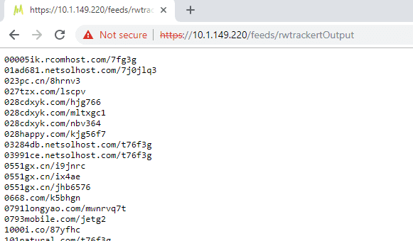 Viewing-the-output-node-to-make-sure-the-web-server-properly-displays-the-threat-feed