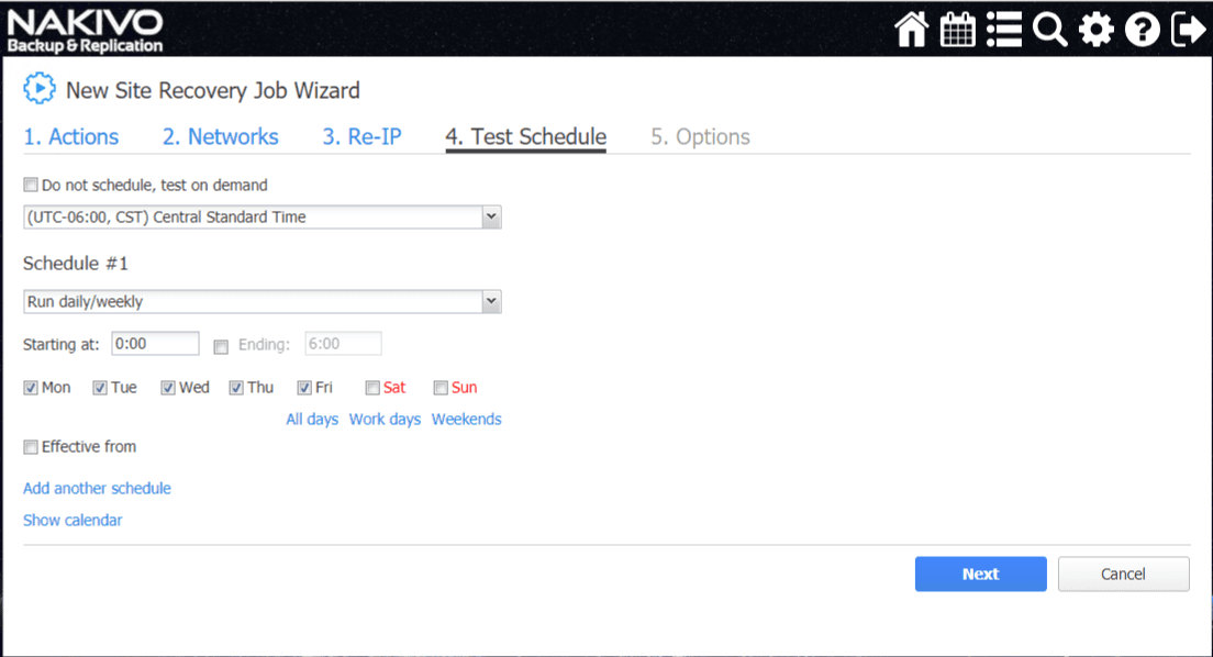 Setting-up-a-test-schedule-for-the-Site-Recovery-orchestration-job