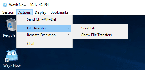 Actions-menu-in-remote-access-tool-session-established-with-Devolutions-Wayk-Now