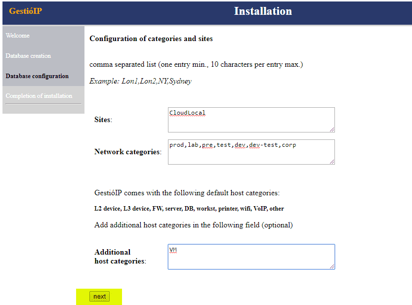 Configuration-of-categories-and-sites-in-GestioIP