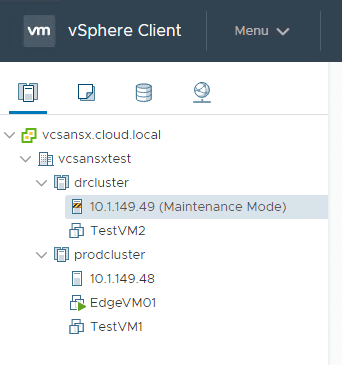 Placing-the-cluster-host-in-maintenace-mode-to-try-again