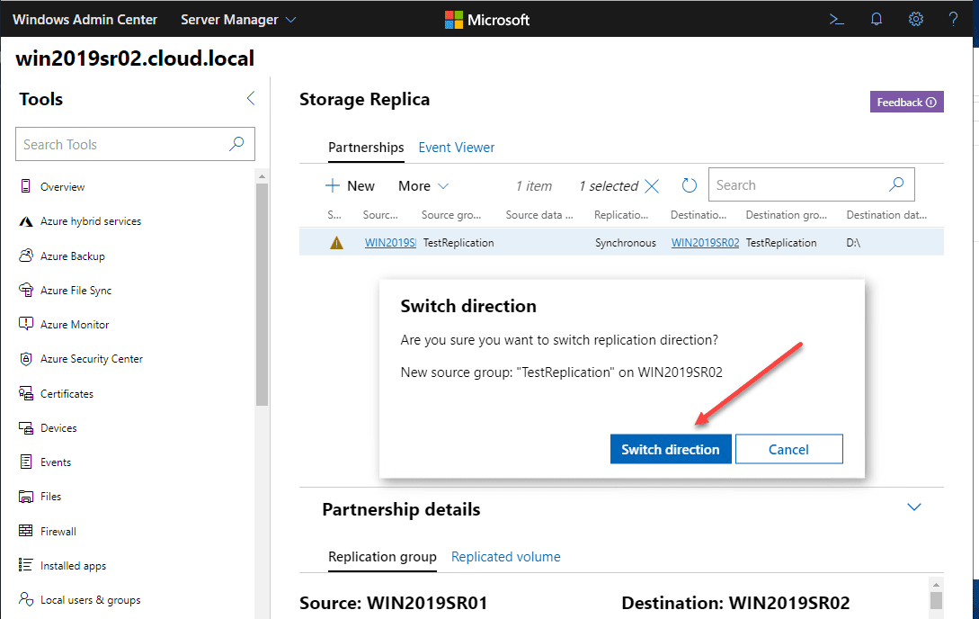 Initiating-the-switch-direction-function-in-Windows-Admin-Center-to-the-destination-Storage-Replica-server