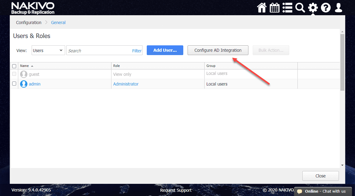 Configuring-AD-integration-with-the-new-role-based-access-in-NAKIVO-Backup-Replication-v9.4