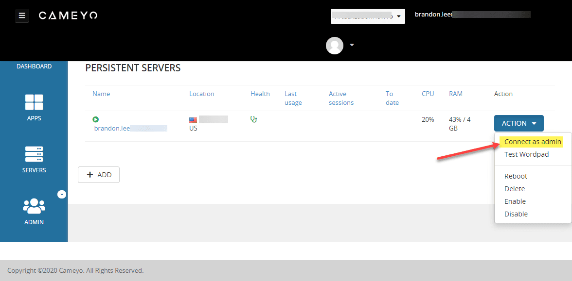 Connect-as-admin-to-your-Cameyo-server