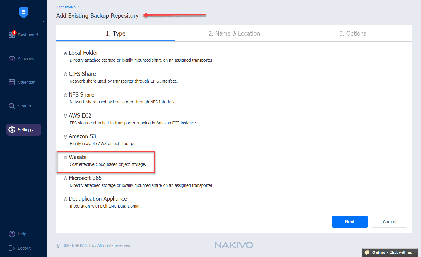 Adding-a-Wasabi-cloud-based-object-storage-repository