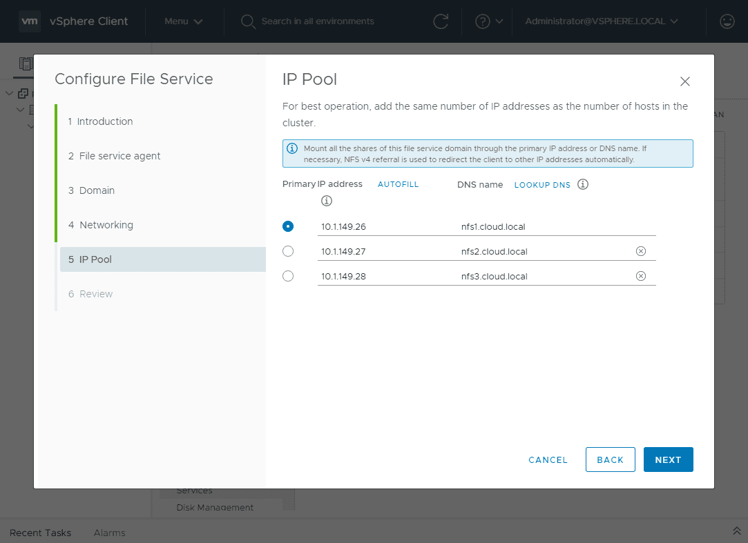 Configure-IPs-and-DNS-names-for-the-ESX-agents-for-file-services
