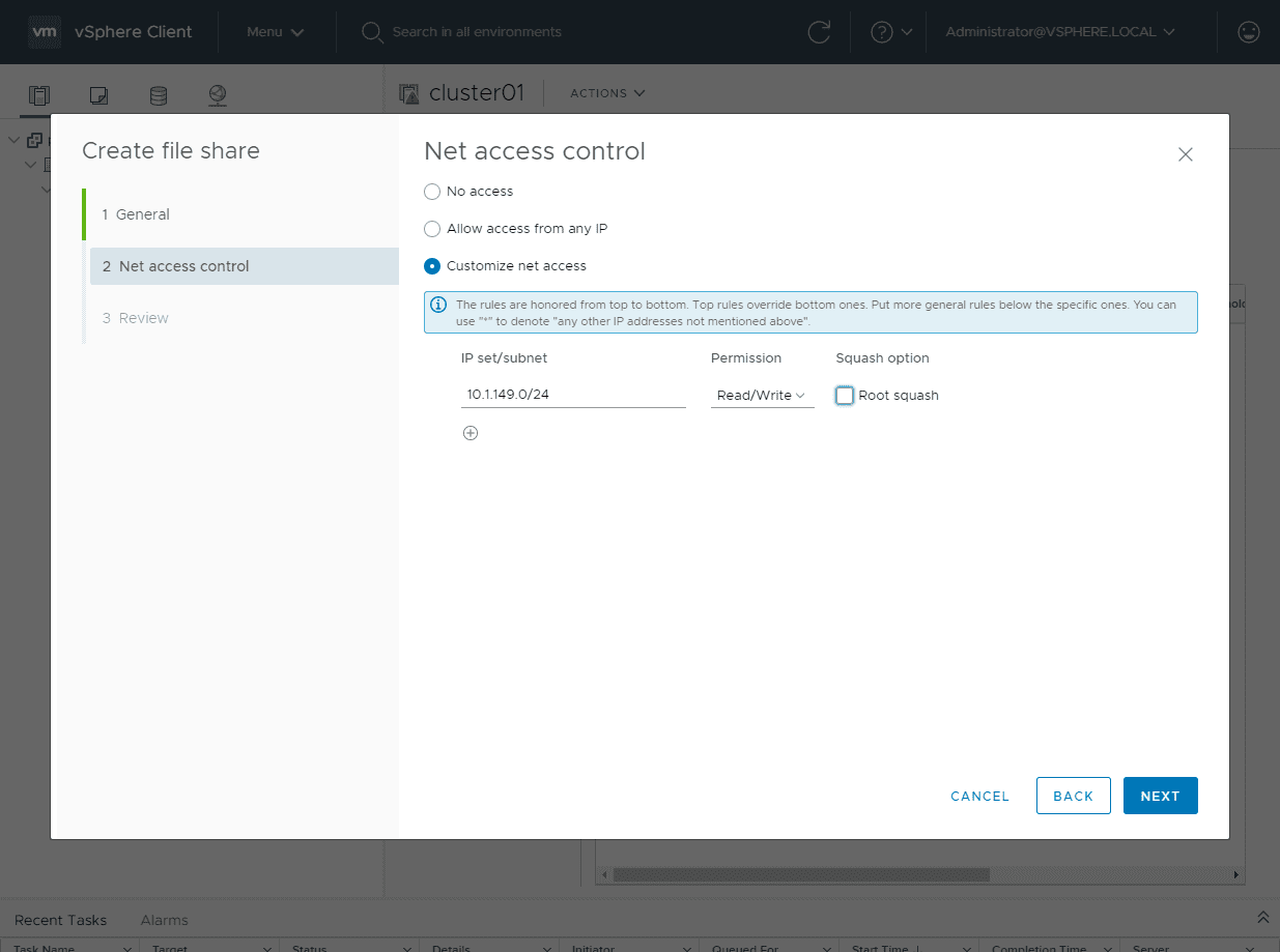 Creating-a-net-access-rule-for-vSAN-NFS-share