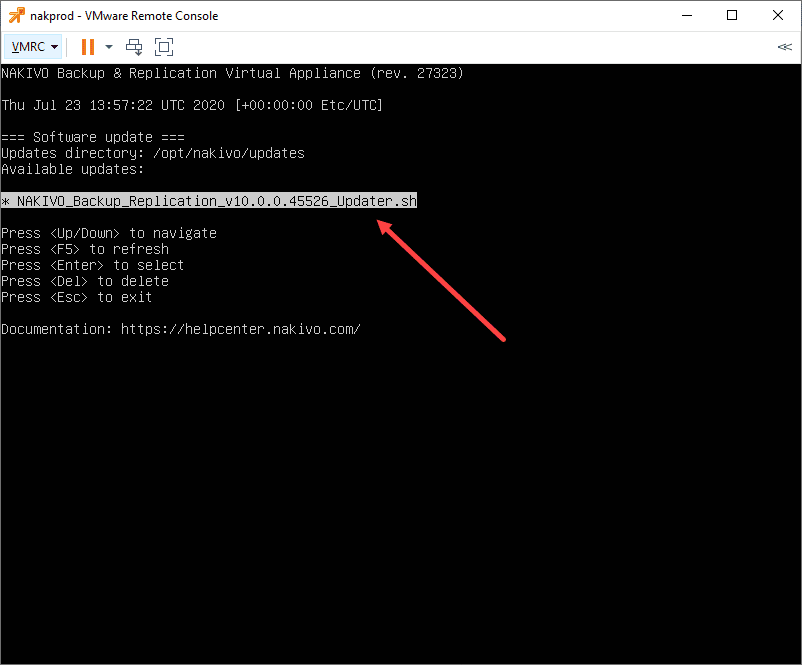 Select-the-available-NAKIVO-v10-software-update-file