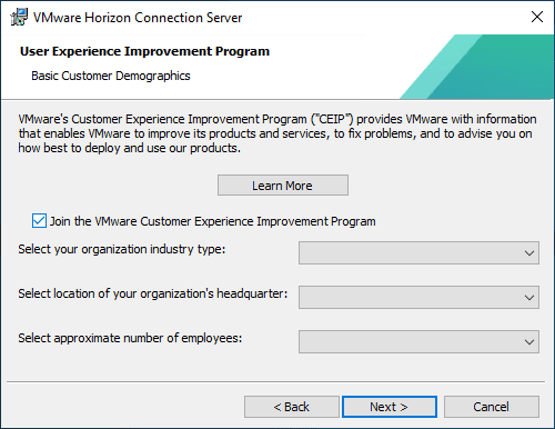 Choose-CEIP-configuration-settings