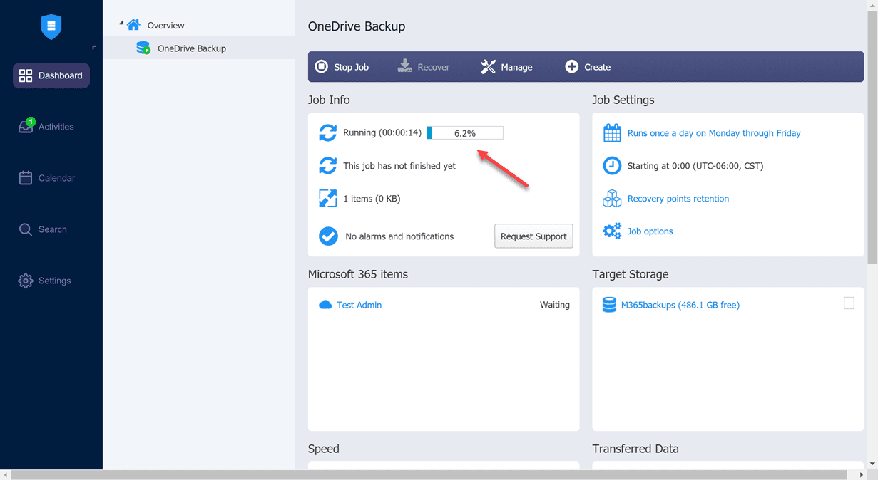 The-Microsoft-365-backup-job-begins-running