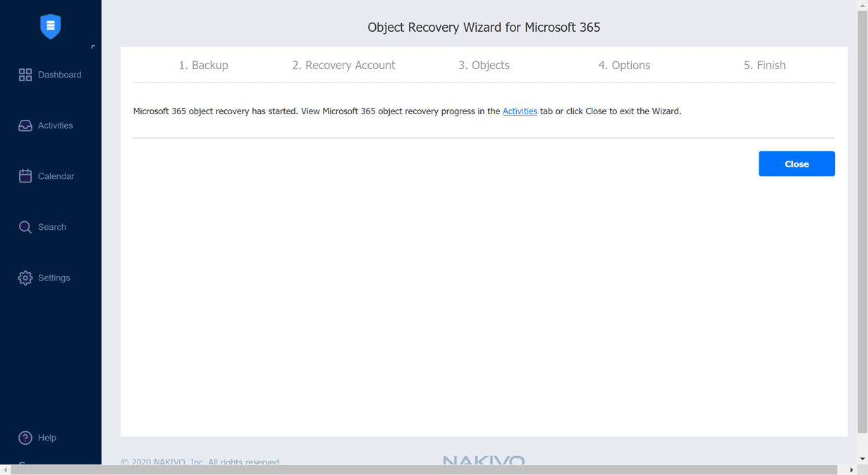 The-OneDrive-file-restore-recovery-job-kicks-off