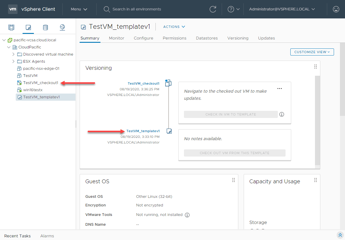 Viewing-the-versioning-and-the-new-VM-created