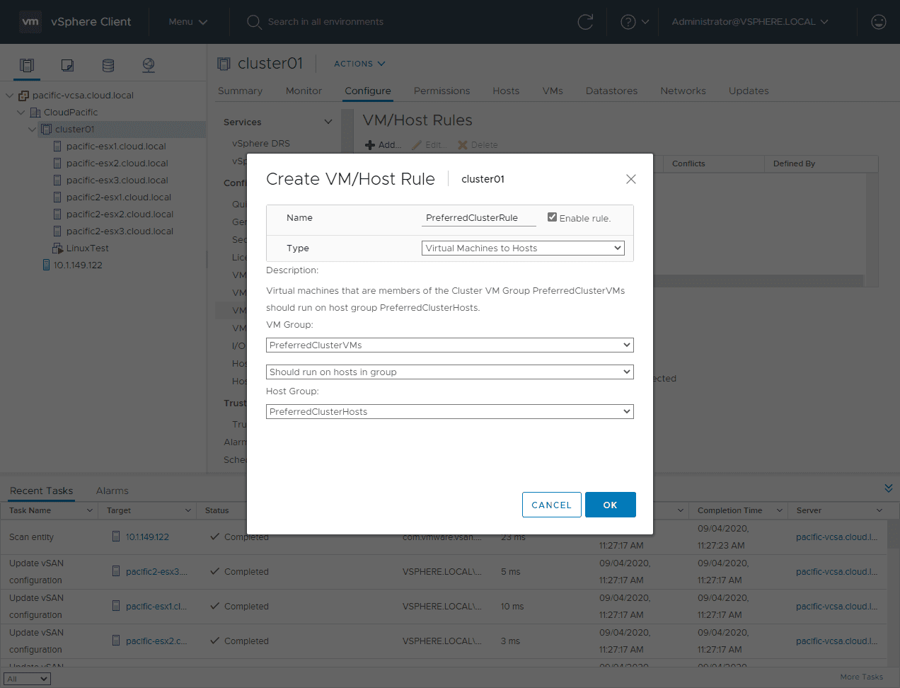 Setting-the-affinity-rules-to-prefer-a-certain-vSAN-stretched-cluster-hosts