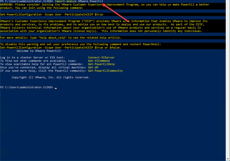 Import-the-VMware.PowerCLI-module-for-use-in-PowerShell