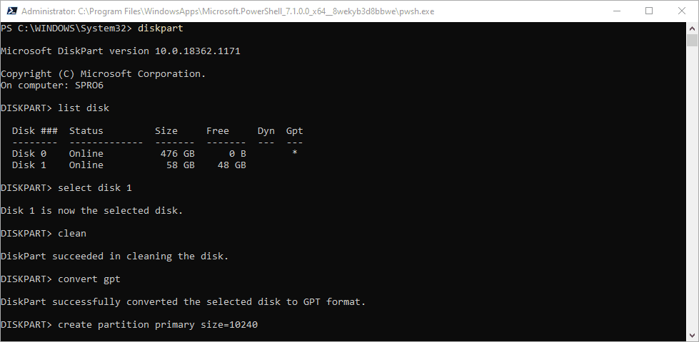 Using-diskpart-to-prepare-a-destination-USB-disk-for-manually-creating-a-Windows-Server-2019-USB-installation-disk