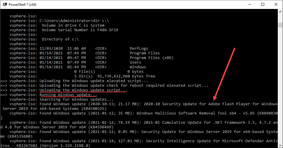 Windows update provisioner begins scanning and downloading available updates for your windows server