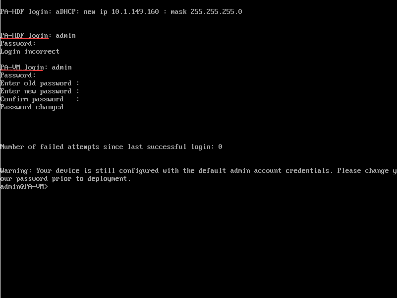Changing the password for the vm series firewall