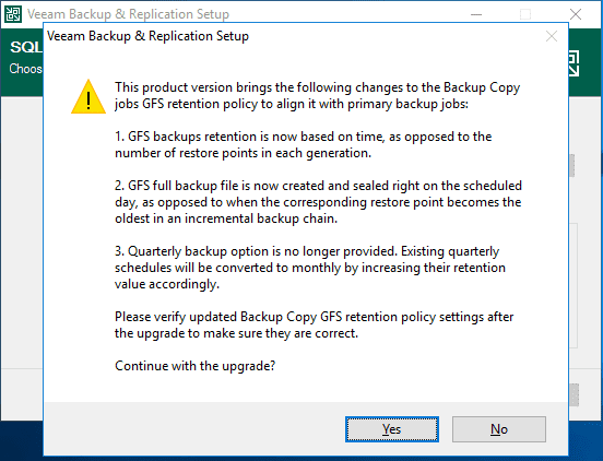 Gfs updates and changes with veeam v11