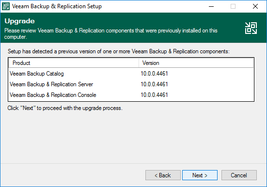 Review the currently installed veeam backup and replication components
