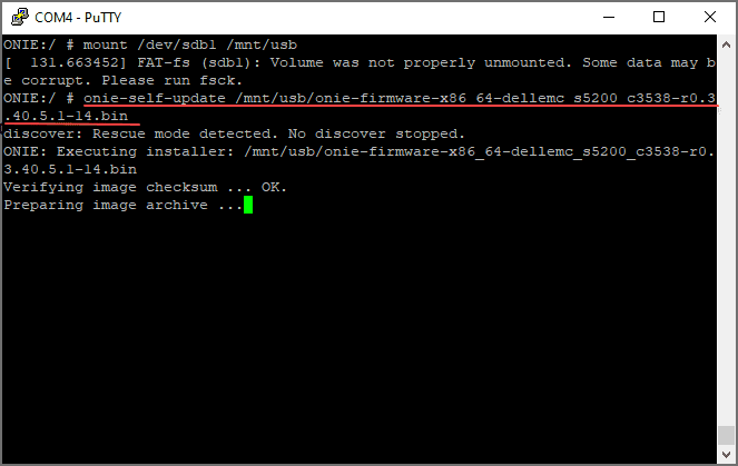 Run the onie self update firmware image