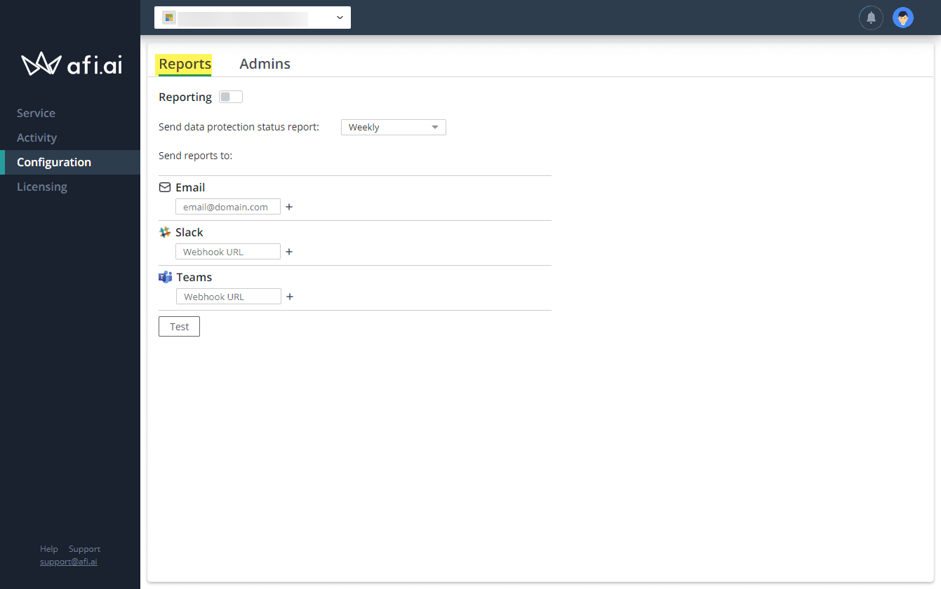 Afi backup reporting features