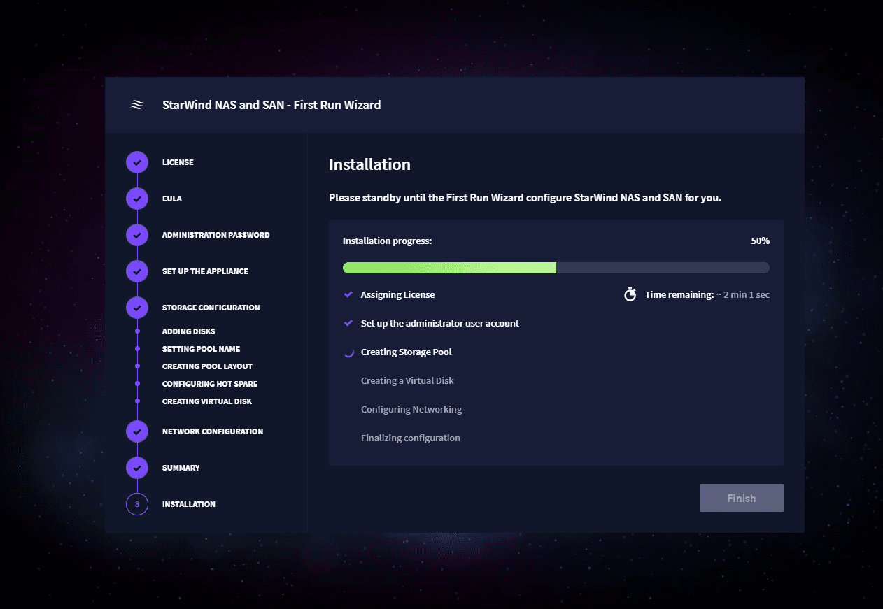Final installation processes begin to apply the configuration