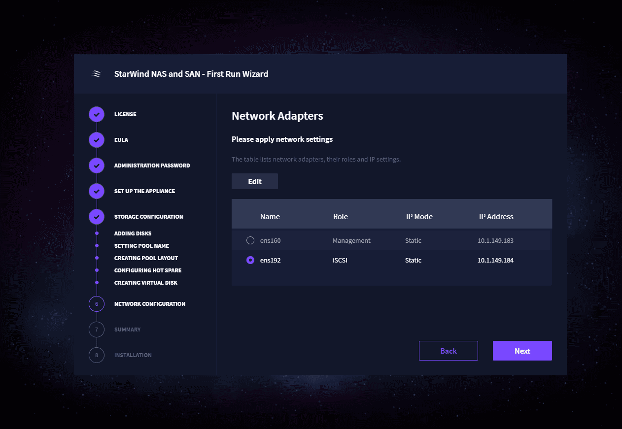 Validating the network configuration for starwind free nas san