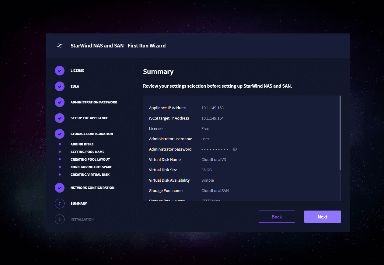 Viewing the configuration summary