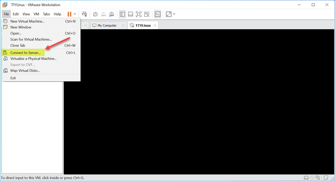 Connect vmware workstation to esxi using the connect to server option
