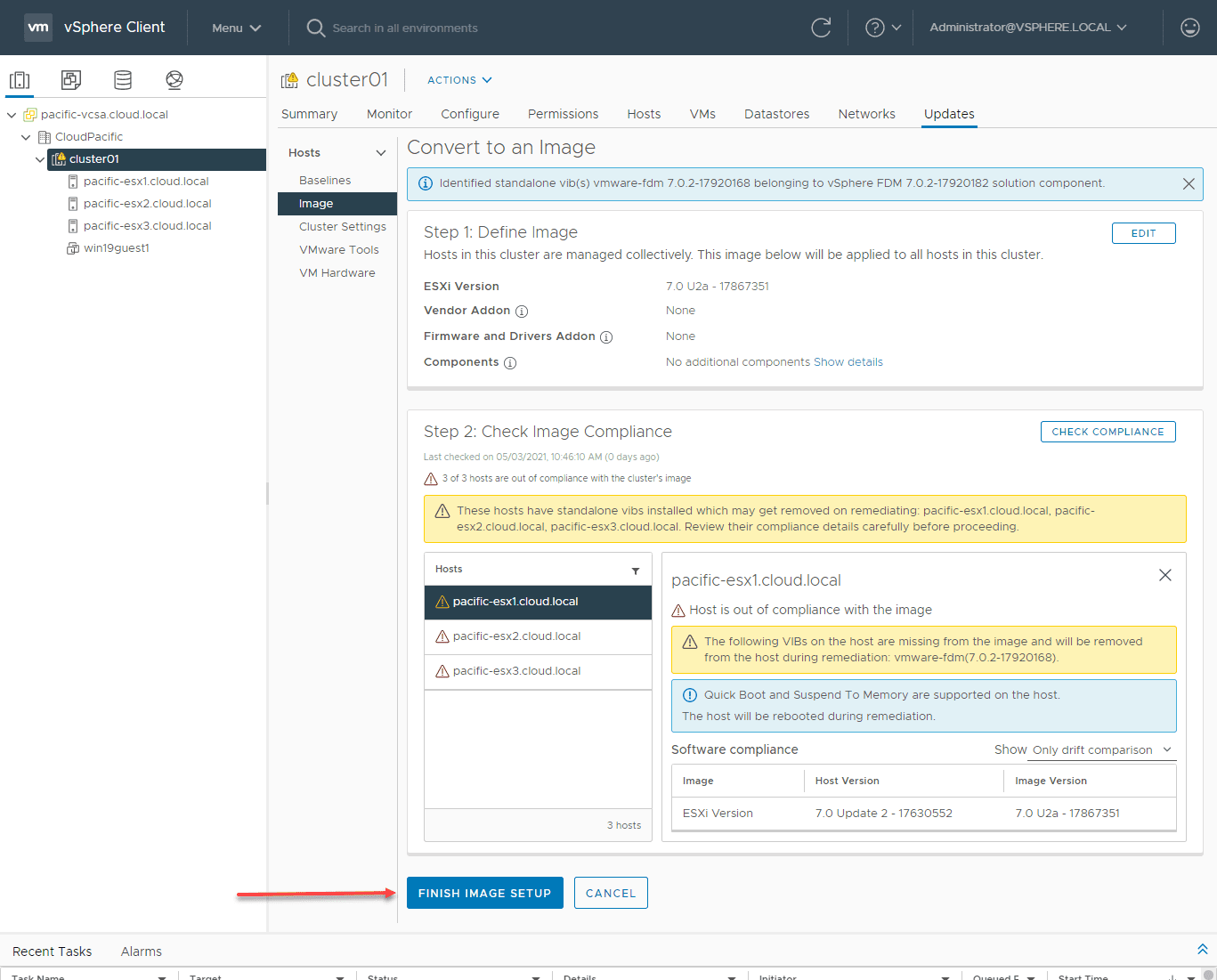Finish image setup in vlcm