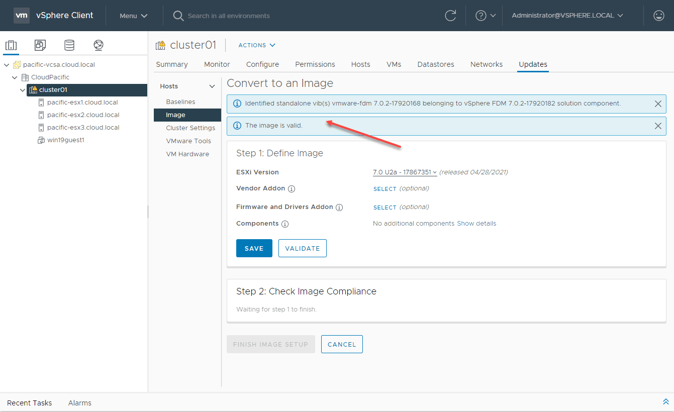 Image validated for vsphere lifecycle manager