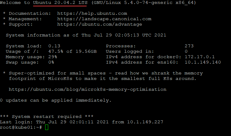Loading Ubuntu 20.04 server