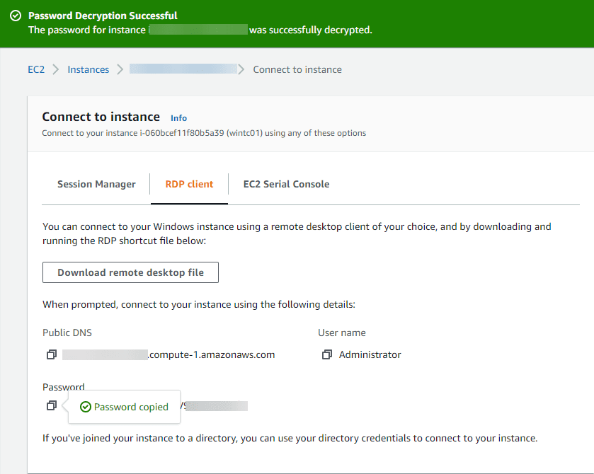 Decrypting the password using the key file