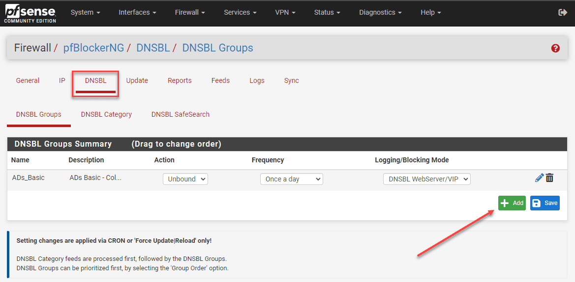 Adding feeds to pfBlockerNG