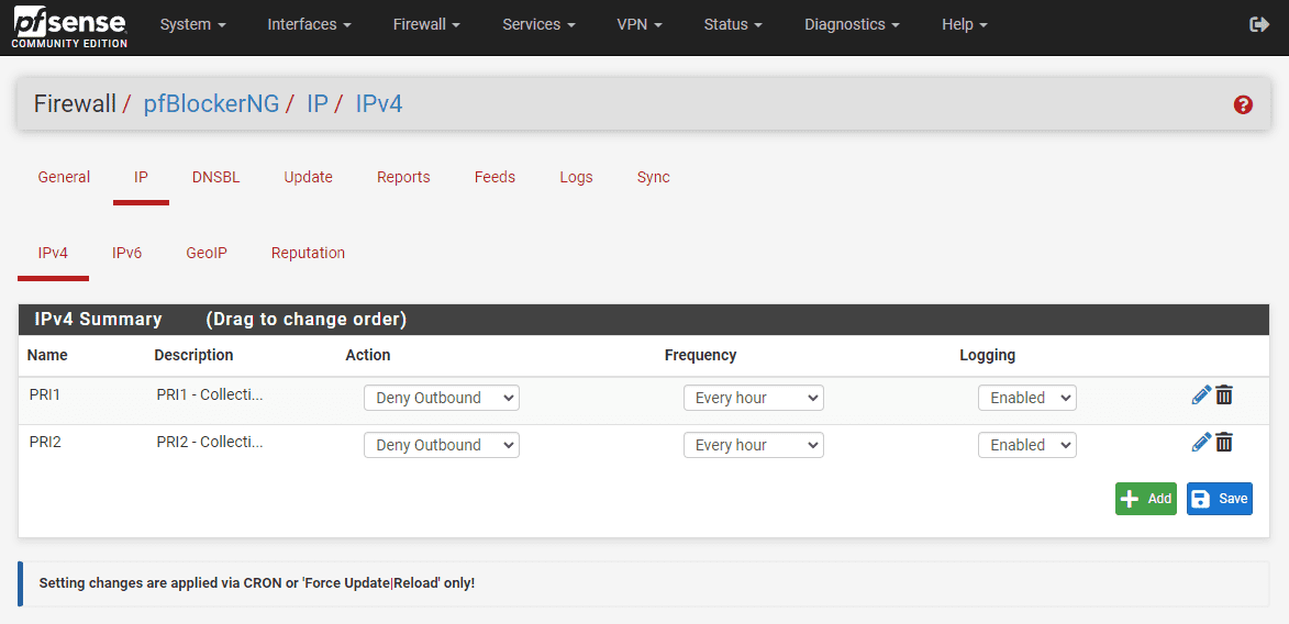 Blocking IPs in the pfBlockerNG package