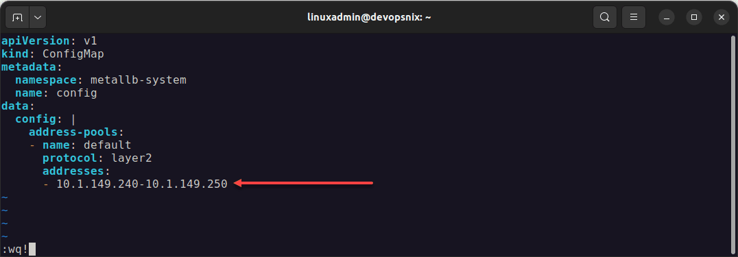 Creating the config map for the MetalLB network configuration