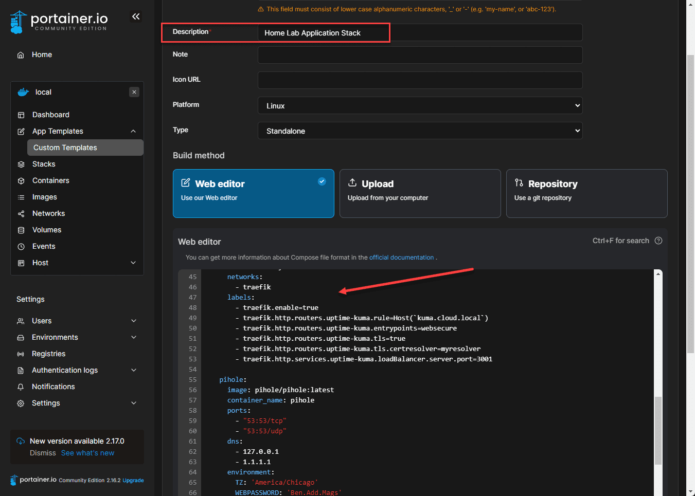 Portainer Docker Compose container automation