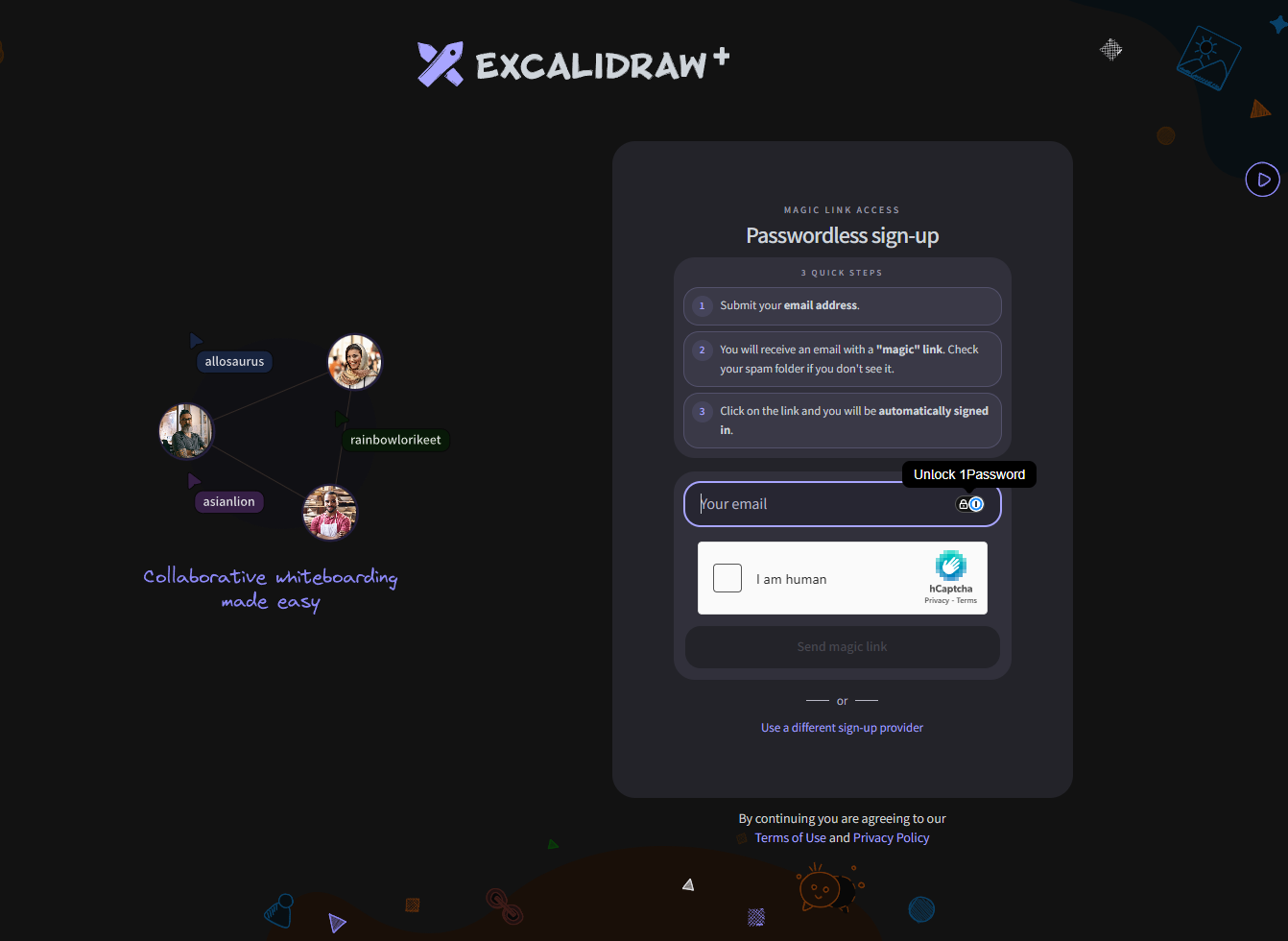 Excalidraw+ signup